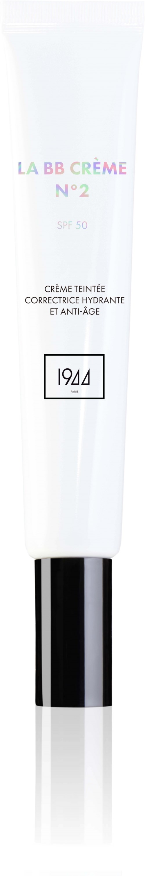 Eine weiße Tube La BB Creme mit farbigem Text, schwarzem Deckel und der Jahreszahl 1944.