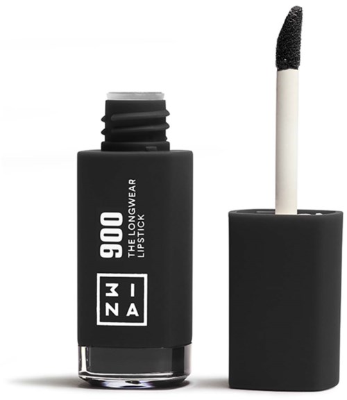 Black lipstick tube with a white applicator wand and cap, labeled '900 THE LONG WEAR LIPSTICK'.