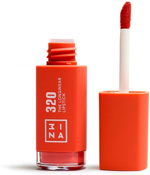 Red lip gloss with a white applicator stick and a new cap.