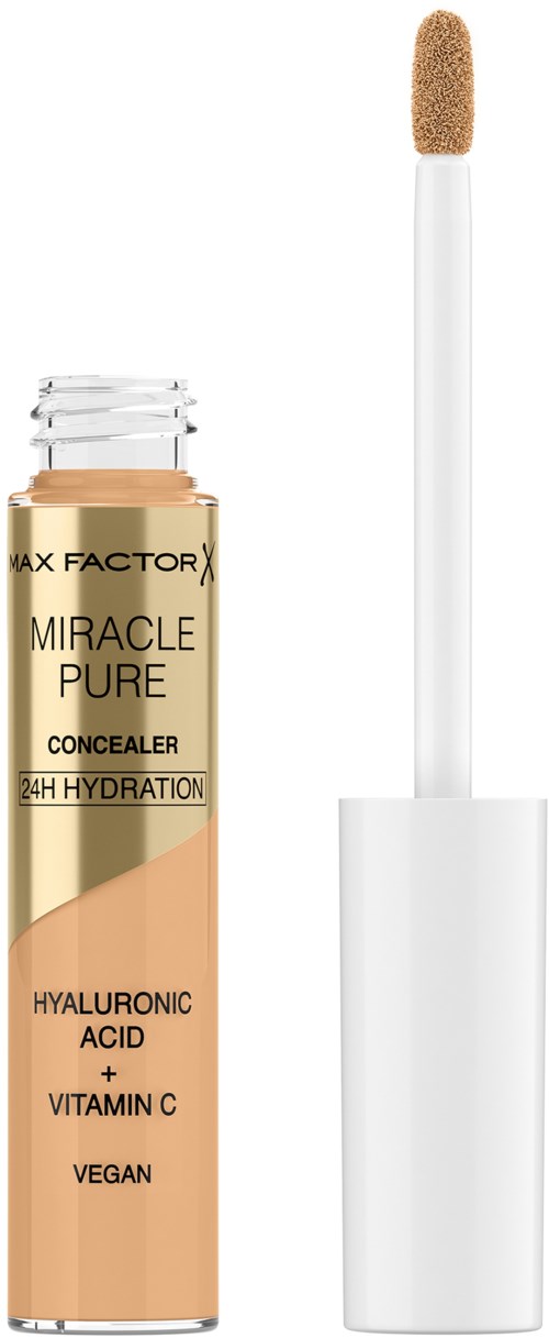Ein Concealer-Stick mit der Aufschrift 'Miracle Pure' und einem weißen Applikator sowie transparentem Deckel.