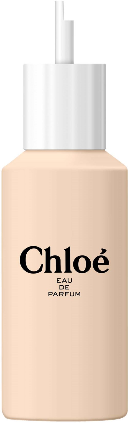 Een sprayfles van Chloé Eau de Parfum met witte dop en licht roze lichaam.