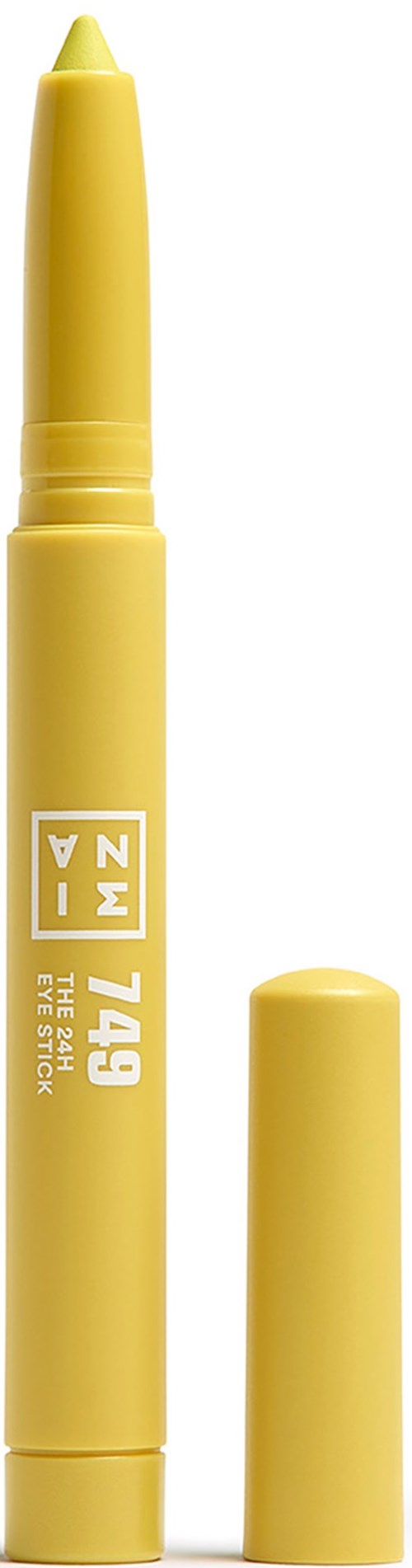 A yellow highlighter pen with a cap removed, showing the tip for marking text.