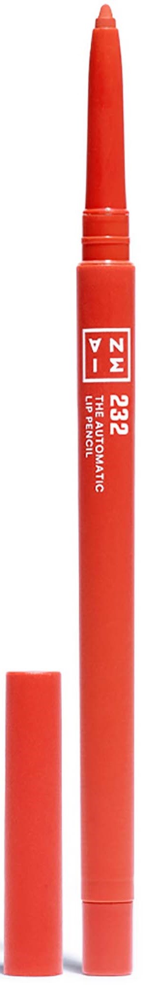 A red marker pen with a cap, standing upright. It has a label with some white text and symbols.