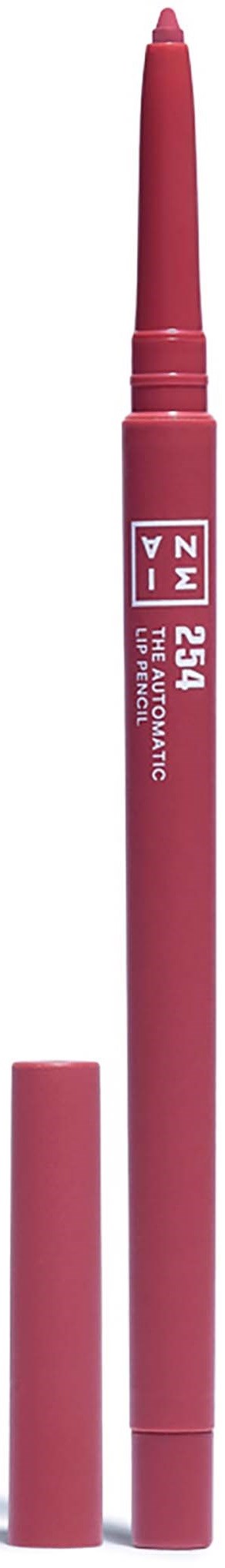 A pink felt-tip pen, with cap removed, showing the writing tip. Brand name and model number are visible.