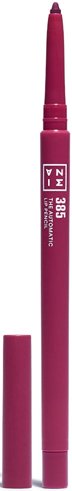 A pink dual-tip marker with a cap, labeled with brand and model, standing upright.