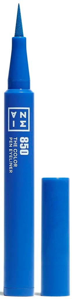 A blue marker with its cap removed, showing a fine tip for writing or drawing.