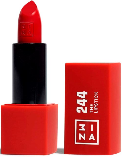 En röd läppstift i ett svart och rött fodral med matchande lock, märkt Z44 THE LIPSTICK.