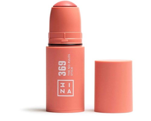 A pink cylindrical object with a cap, labeled "369 THE NO RULES STICK" and "ZMWA."