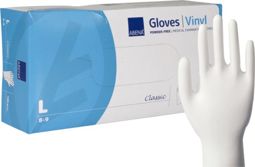 Box of medical exam gloves and a single glove shown beside it.
