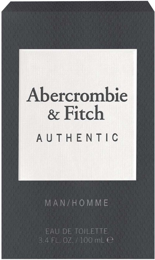 Merklabel voor Abercrombie & Fitch, authentieke mannengeur, 100 ml.