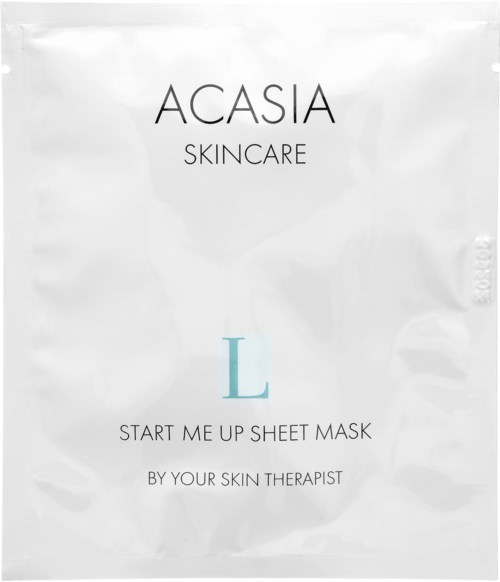 Een huidverzorgingsproduct met de naam 'ACASIA START ME UP SHEET MASK' van je huidtherapeut.