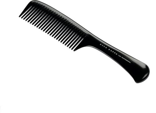 A black comb with fine teeth, labeled with the brand 'Acqua Kappa' on the handle.