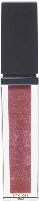 Een lipgloss tube met glanzende roze gloss en een zwarte dop.
