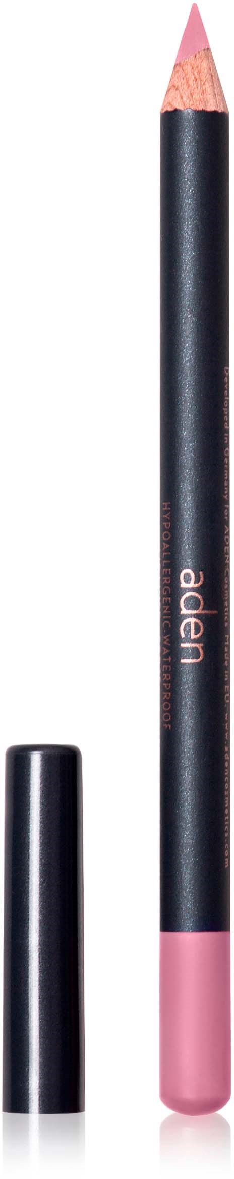 Ein schwarzer Bleistift mit rosa Enden, beschriftet "adele", mit abgenommener Kappe daneben.