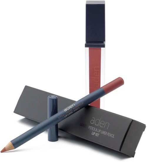Lippenkonturmaterial mit schwarzer und roter Verpackung, inklusive graue Box und zusätzlicher Stift.