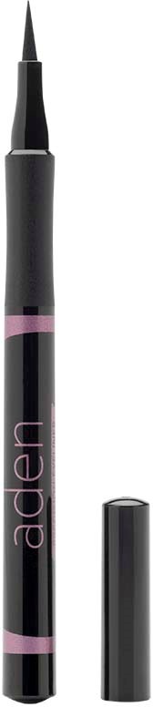 Ein schwarzer Eyeliner-Stift mit pinken Akzenten und dem Markennamen 'adeln', ohne Deckel.