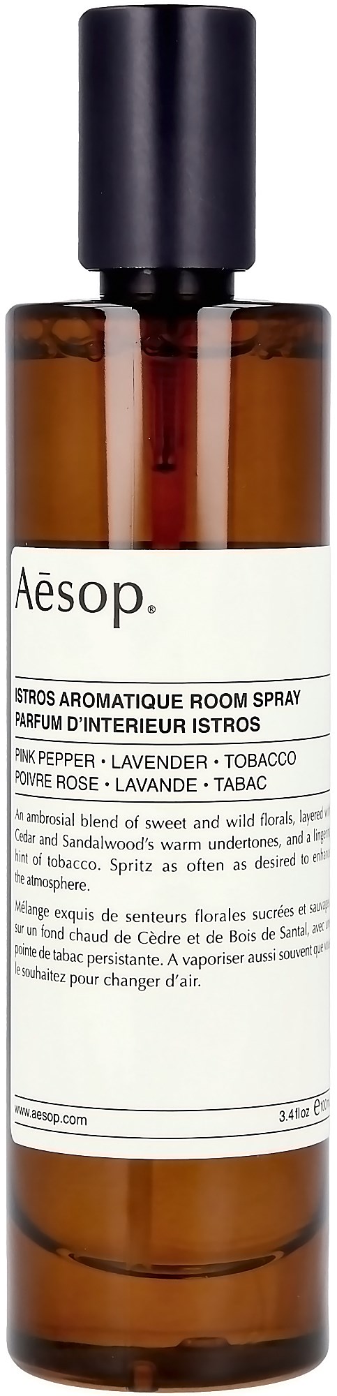 Aromatherapie-Raumsprayflasche mit Lavendel-, Tabak-, Zedern- und Sandelholzduft, von Aesop.