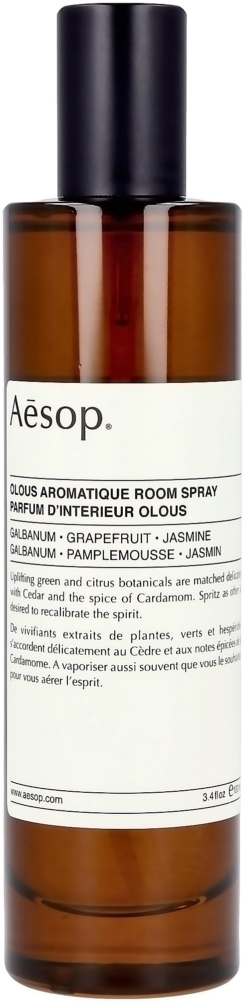 Aromatischer Raumspray mit Grapefruit und Jasmin im braunen Flakon.