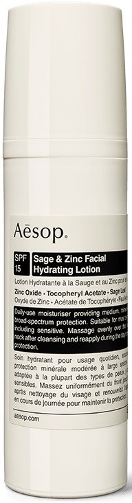 Aesop-Seifenspender mit SPF 15 Gesichtscreme für Feuchtigkeit und Sonnenschutz.