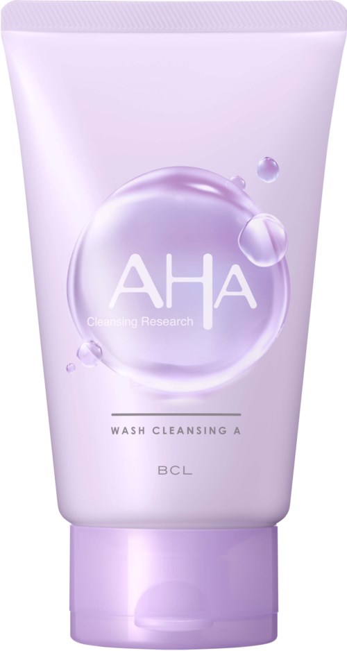 Lufttube mit Blasen, steht 'AHA' und 'Wash Cleansing A'.