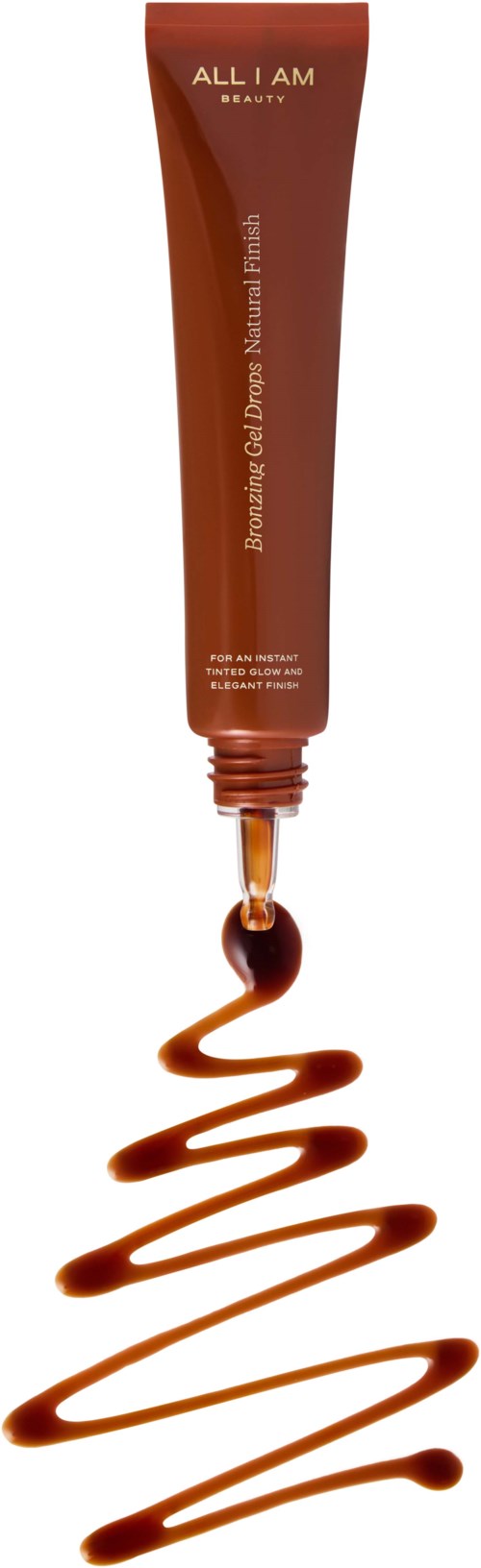 A brown tube with a swirl of cream or lotion coming out, labeled 'ALL I AM Beauty' and some text about natural minerals.