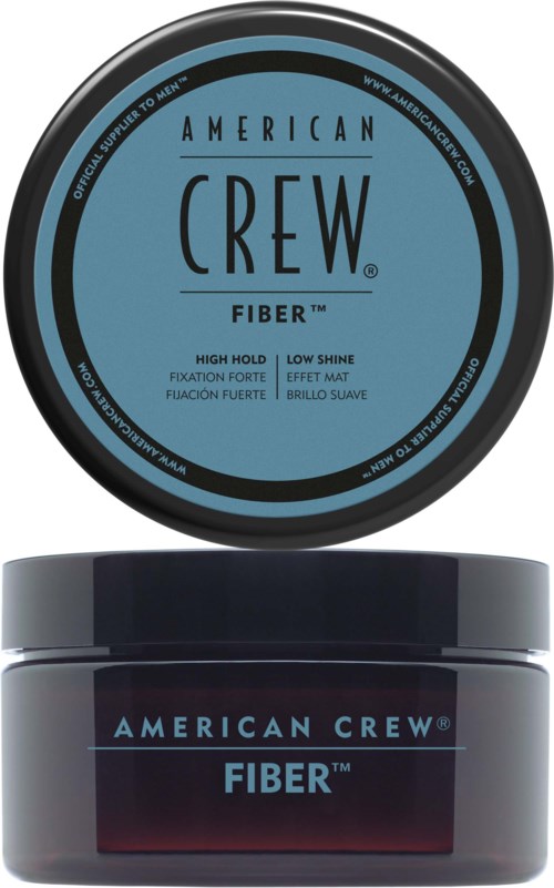 A jar below a round label with blue background and black border, displaying product name and features.