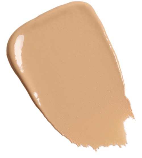 Ein beige Make-up-Probe oder Foundationsample mit glatter Textur auf Papier.