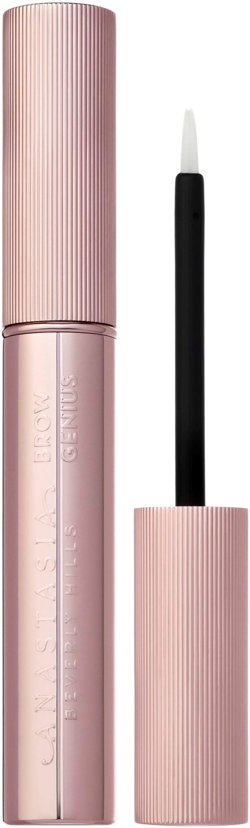 A pink lipstick tube with a black applicator wand resting next to it.