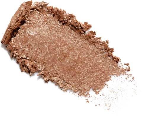 Ein zerbrochener Make-up-Münze mit einer kleinen Staubmenge, die sich ausbreitet.