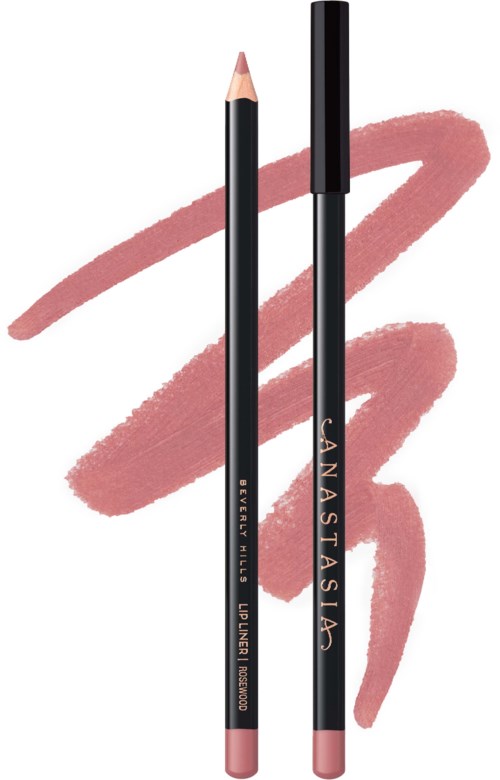 Two lip liners, one with a light pink shade and the other with a darker shade, are displayed with pink swipes behind them.