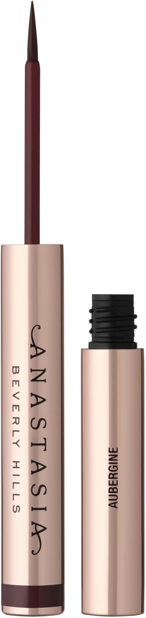 Ein Stift mit einer langen, dünnen Spitze und einem Deckel. Der Körper ist rosa mit den Worten "Beverly Hills" und "Anastasia".