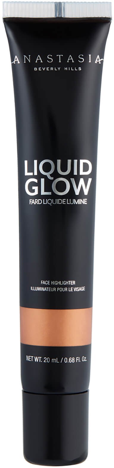 En svart tube med hvit hett, merket 'Liquid Glow' for ansiktsfremkalling, inneholder 20 ml produkt.