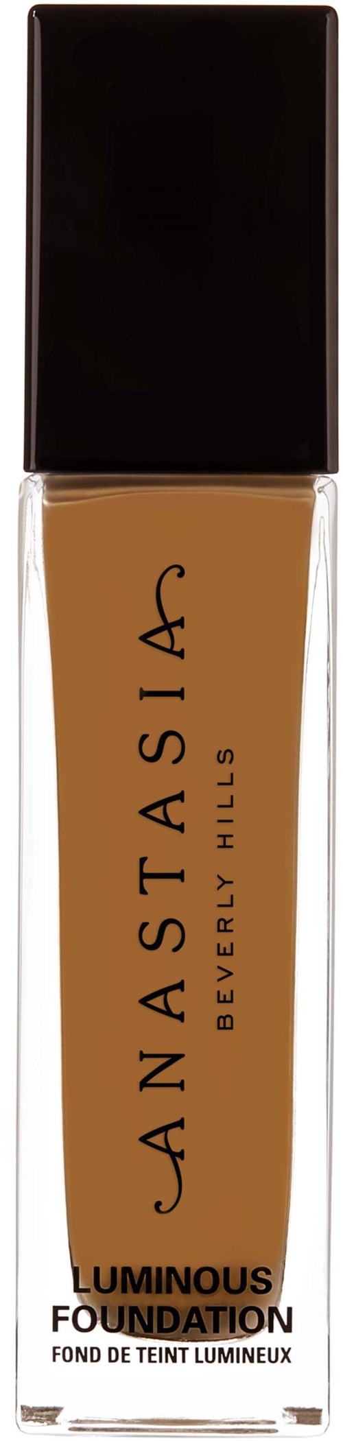 En flaska med foundationsmink med svart lock, märkt Anastasia Beverly Hills Luminous Foundation.