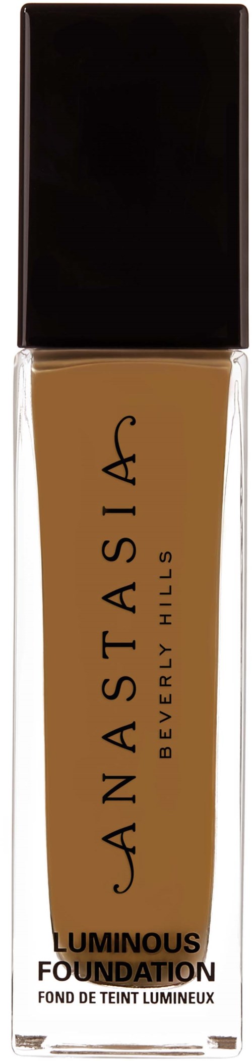 Anastasia Beverly Hillsin hohtavan meikkivoiteen pullo, jossa on musta kansi ja beige neste.