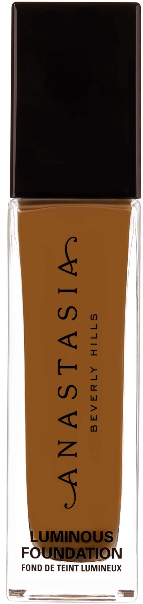 pullon nestemäistä meikkipohjaa, jossa musta kansi, nimeltä Anastasia Beverly Hills Luminous Foundation.