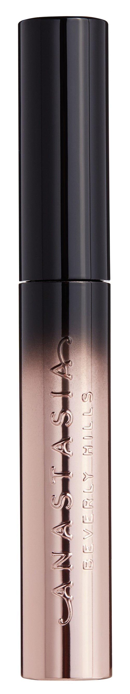 Ein eleganter, glänzender Lippenstift mit dem Markennamen 'MAYBELLINE' auf, hauptsächlich schwarz mit einem metallischen Boden.