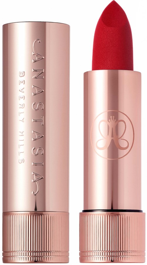 A pink lipstick with a red color. The bottle has a butterfly logo and the brand name 'CANTASTASIA'.