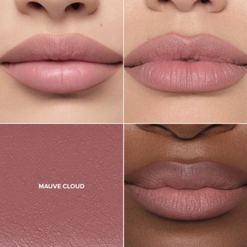 Close-up of four different lips with various shades of lip color and skin tones.