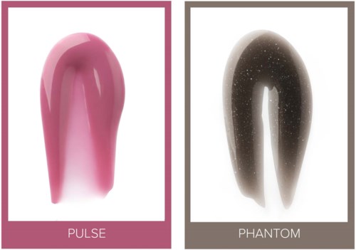 Twee nagellakk kleuren: pink genaamd Pulse en zwart genaamd Phantom, glanzende afwerking.