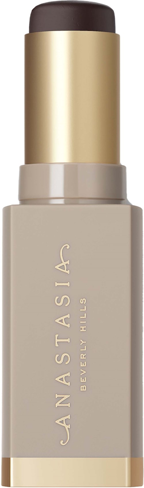 A beige bottle with gold and dark brown cap, labeled 'Anastasia Beverly Hills' for cosmetic use.