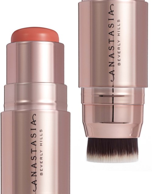 Meikkästiftin beigeväri, jossa lukee 'Anastasia Beverly Hills,' ja toisessa päässä harja.