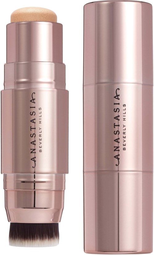 Kaksi vaaleanpunainen säiliötä, joissa lukee 'Anastasia Beverly Hills', todennäköisesti meikkituotteita.