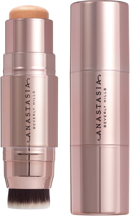 Kaksois-ruusukullan värinen meikkiponssi, jossa on harja toisessa päässä, teksti 'Anastasia Beverly Hills'.