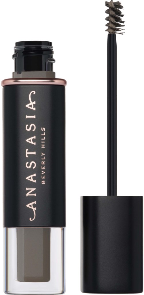 Een zwarte tube met een kwast, waarschijnlijk voor mascara, gelabeld Anastasia Beverly Hills.