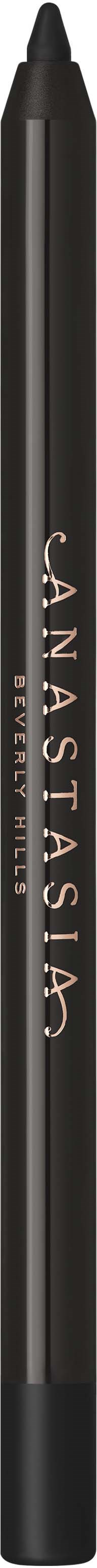 A black eyeliner pencil with the Anastasia logo and silver lettering, standing vertically against a white background.