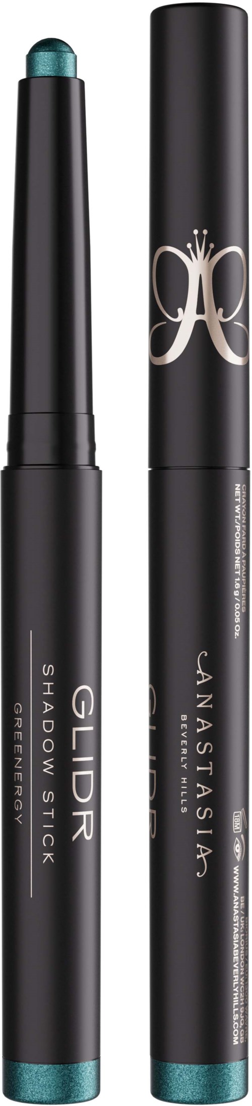 Two black makeup sticks with teal tips, labeled GILD Shadow Stick and Jan Taisim.