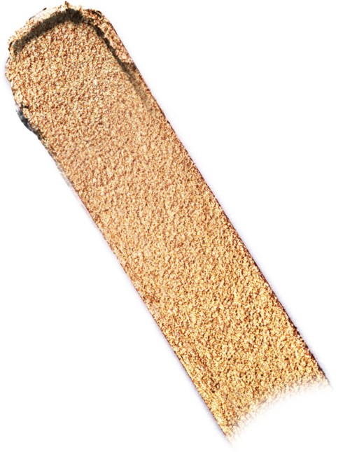 A worn, rectangular, gold-colored sandpaper strip, with rough texture and darker edges.