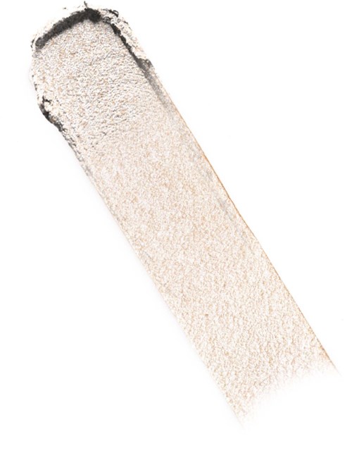 A beige makeup sponge with a rounded top and a flat base, shown upside down.