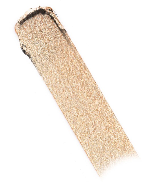 Een gebruikte, gebroken oogschaduwstick met een donkere punt. De rest is een lichte, stoffige kleur. De stick lijkt gescheurd en verkruimeld.