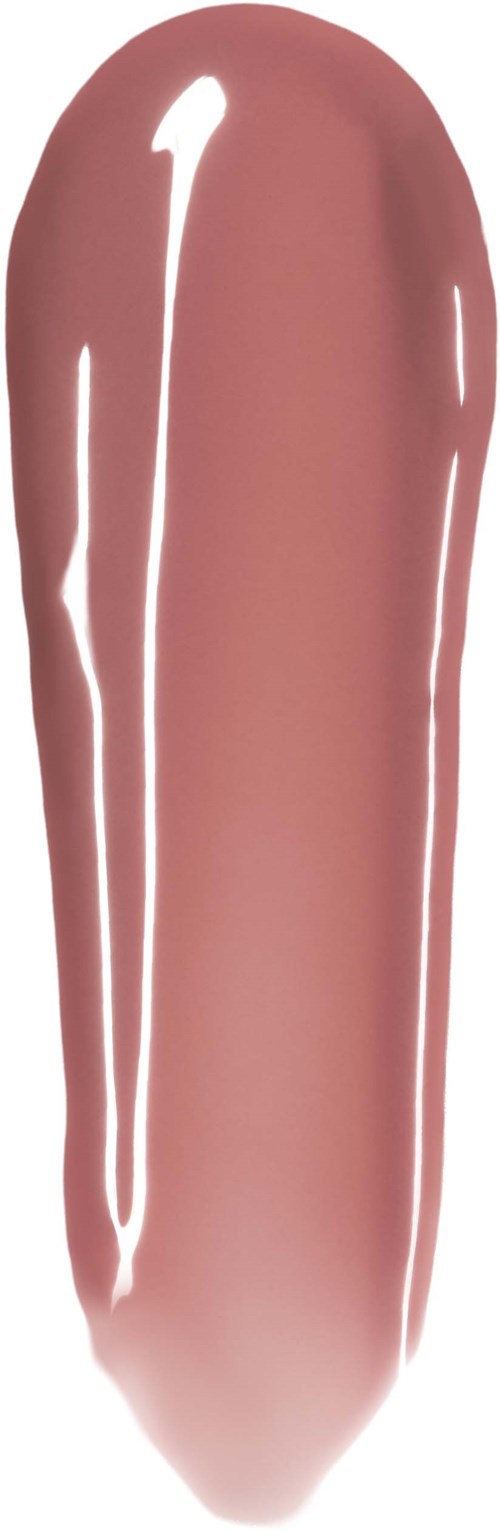Nærbilde av en glatt, lyserosa lipgloss-applikator med skinnende finish.